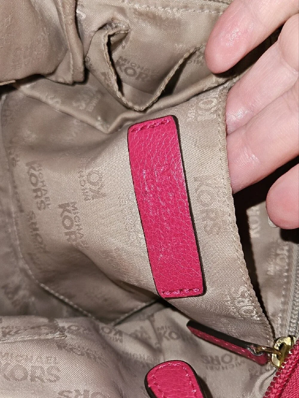 Michael Kors Pink Leather Shoulder Bag with Gold-Tone Hardware